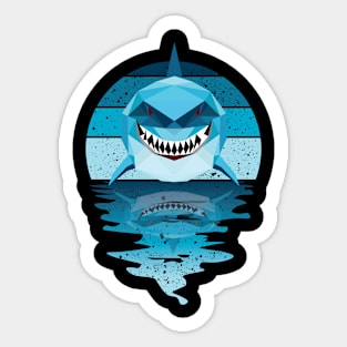 Vintage shark reflected on lights of moon Sticker